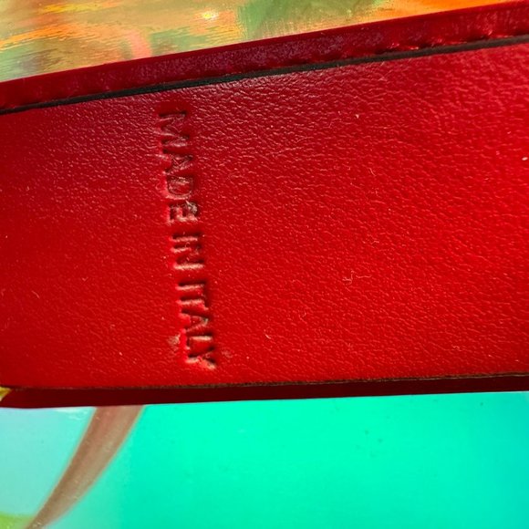 Christian Louboutin Cabata mini leather and TPU tote bag fluo yellow - Picture 4 of 10